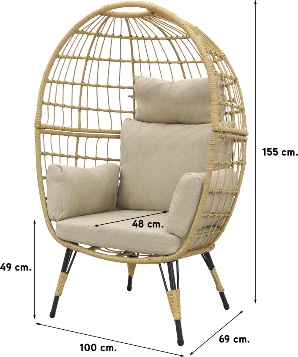 Lola Egg Relaxstoel - Natural Sand - Mand Stoel 7 Lola Egg Relaxstoel - Natural Sand - Mand Stoel - Afbeelding 5