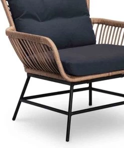 BUITEN Living Dex Wicker Loungestoel Tuin Incl. Wicker Voetenbank | Wicker + Aluminium | Bamboe Antraciet -Tuin Aanleg 1002x1200