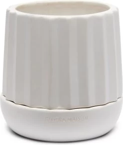 Riviera Maison Plantenbak Rond, Bloempot Met Ribbel - RM Let It Grow Planter - Wit - Porselein - Maat S