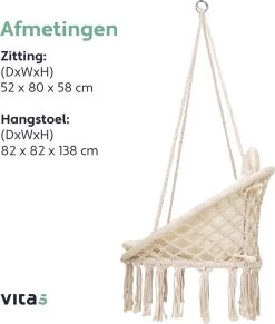 Vita5 Macramé Hangstoel - Voor Binnen En Buiten - Zonder Standaard - Incl. Kussen, Boekenvak En Beschermhoes - Tot 150kg - Beige 22 Vita5 Macramé Hangstoel - Voor Binnen En Buiten - Zonder Standaard - Incl. Kussen, Boekenvak En Beschermhoes - Tot 150kg - Beige -Tuin Aanleg 1020x1200 1