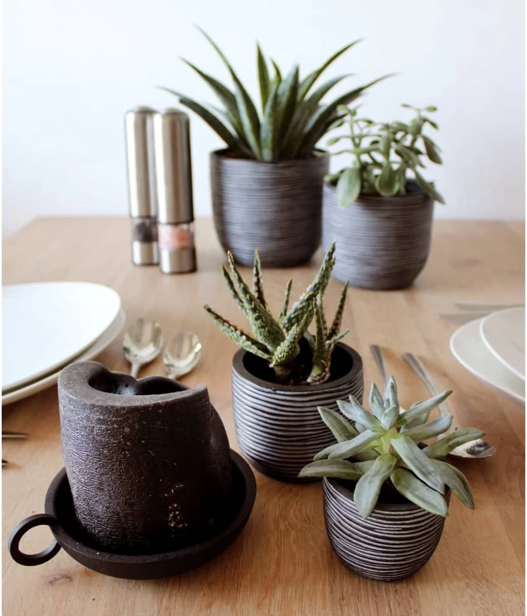 Capi Europe - Set Van 4 - Bloempot Binnen - Rib Antraciet 8 Capi Europe - Set Van 4 - Bloempot Binnen - Rib Antraciet - Afbeelding 6