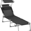 Ligstoel Met Hoofdsteun En Zon Bescherming Verstelbare Rugleuning Inklapbaar Donker Grijs Ligbed Tuin -Tuin Aanleg 1041x1200 1