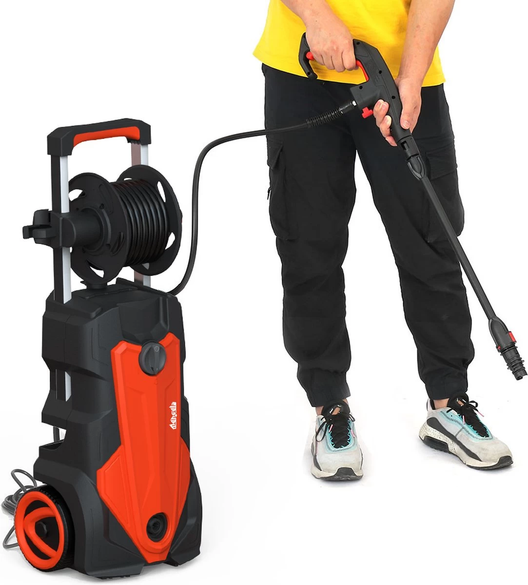 Merkloos Home Hogedrukreiniger - 2100W - 165 Bar - Met Verstelbare Nozzles Slanghaspel 5m Netsnoer 10m Slang - Voor Reiniging Huis Auto Tuin 9 Merkloos Home Hogedrukreiniger - 2100W - 165 Bar - Met Verstelbare Nozzles Slanghaspel 5m Netsnoer 10m Slang - Voor Reiniging Huis Auto Tuin - Afbeelding 7