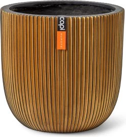 Capi Europe - Bloempot Bol Groove XL - 33x35 - Goud - Bloempot Voor Binnen - Opening ⌀28 - GVGB932