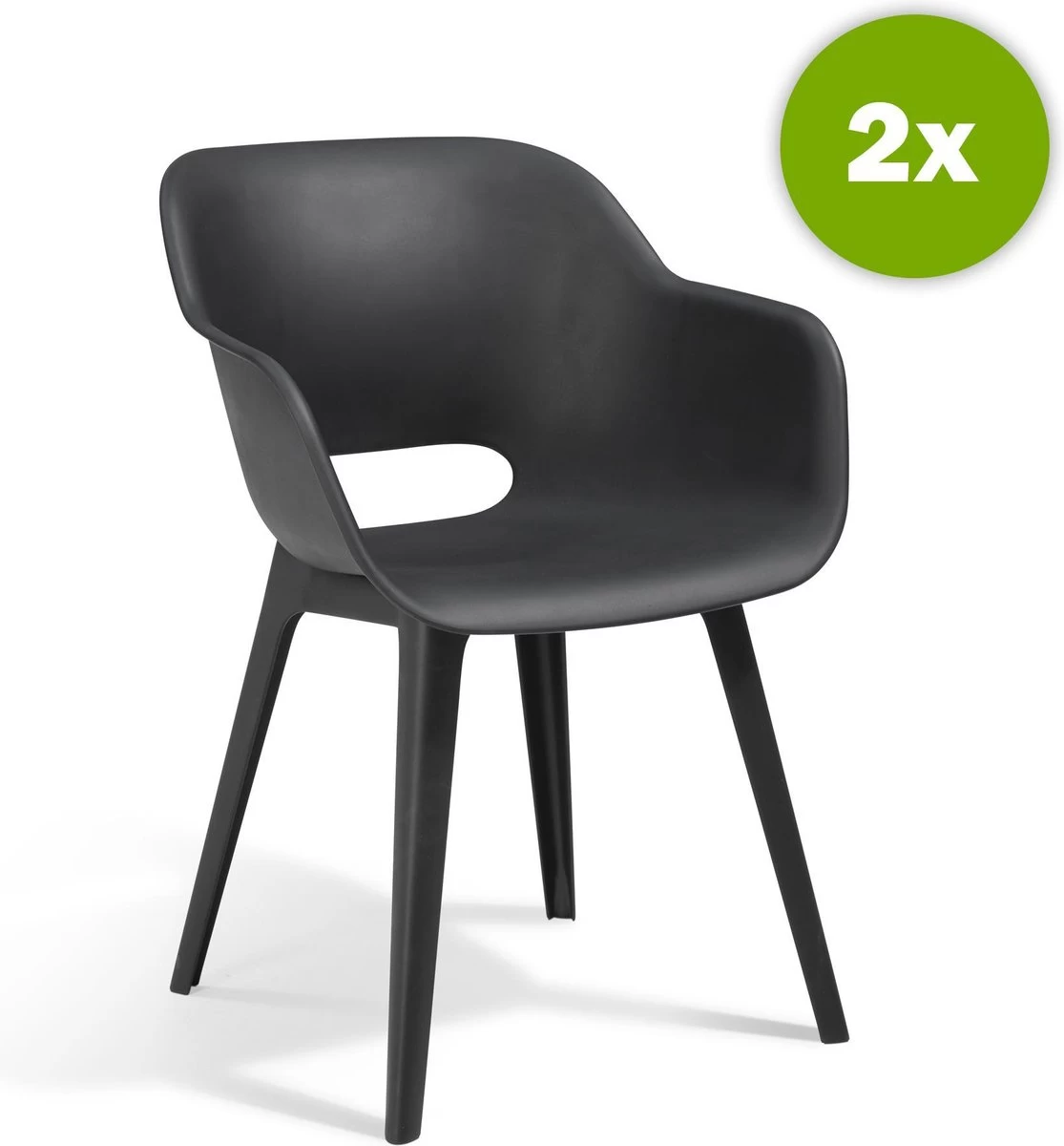 Allibert Akola Tuinstoelen - 2 Stuks -56,5x55x80cm - Donkergrijs 5 Allibert Akola Tuinstoelen - 2 Stuks -56,5x55x80cm - Donkergrijs - Afbeelding 3