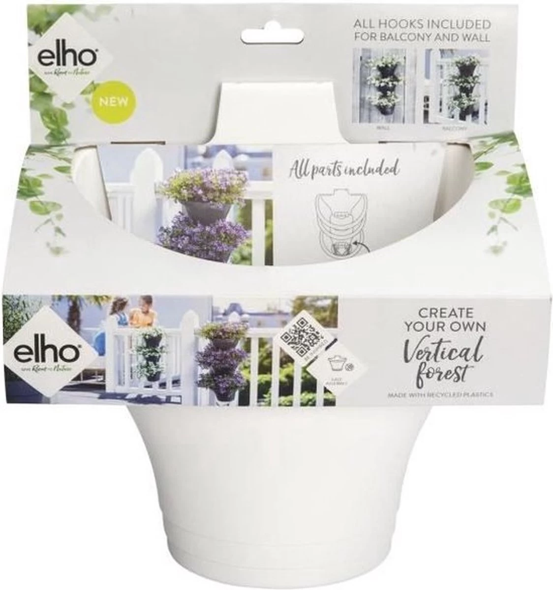 Elho Corsica Vertical Forest 24 - Bloempot Voor Balkonbuiten - Ø 26.7 X H 29.7 Cm - Wit/Wit 13 Elho Corsica Vertical Forest 24 - Bloempot Voor Balkonbuiten - Ø 26.7 X H 29.7 Cm - Wit/Wit - Afbeelding 11