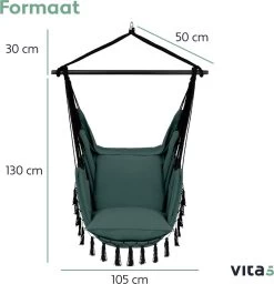 Vita5 XXL Hangstoel | Binnen&Buiten Hangnest | Incl. 2 Kussens En Boekenvak | Volwassenen&Kinderen | Hangmatstoel Tot 225kg | Donkergroen 21 Vita5 XXL Hangstoel | Binnen&Buiten Hangnest | Incl. 2 Kussens En Boekenvak | Volwassenen&Kinderen | Hangmatstoel Tot 225kg | Donkergroen -Tuin Aanleg 1159x1200 3