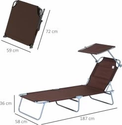 Outsunny Ligstoel Ligbank Voor Buiten Ligstoel Voor Op Het Strand Inklapbaar Met Zonnedak 3 Kleuren 84B-001 -Tuin Aanleg 1166x1200