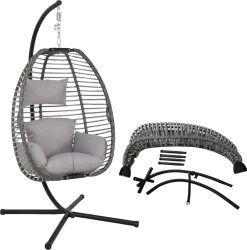 Lowander Egg Hangstoel Cocoon - Voor Binnen & Buiten - Met Standaard - Incl. Kussens -Tuin Aanleg 1185x1200 5