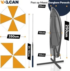 Volcan Parasolhoes Voor Zweefparasol - Tot 300cm - Waterdicht - Oxford 420D - Met Rits, Trekkoord En Stok - Zwart 12 Volcan Parasolhoes Voor Zweefparasol - Tot 300cm - Waterdicht - Oxford 420D - Met Rits, Trekkoord En Stok - Zwart -Tuin Aanleg 1187x1200 1