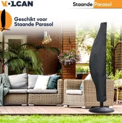 Volcan Parasolhoes Voor Zweefparasol - Tot 300cm - Waterdicht - Oxford 420D - Met Rits, Trekkoord En Stok - Zwart 15 Volcan Parasolhoes Voor Zweefparasol - Tot 300cm - Waterdicht - Oxford 420D - Met Rits, Trekkoord En Stok - Zwart -Tuin Aanleg 1190x1200 4