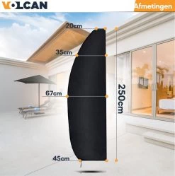 Volcan Parasolhoes Voor Zweefparasol - Tot 300cm - Waterdicht - Oxford 420D - Met Rits, Trekkoord En Stok - Zwart 16 Volcan Parasolhoes Voor Zweefparasol - Tot 300cm - Waterdicht - Oxford 420D - Met Rits, Trekkoord En Stok - Zwart -Tuin Aanleg 1190x1200 5