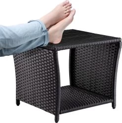 Casaria Polyrattan Bijzettafel - WPC Tafelblad 45x45x40cm – Zwart -Tuin Aanleg 1191x1200 5