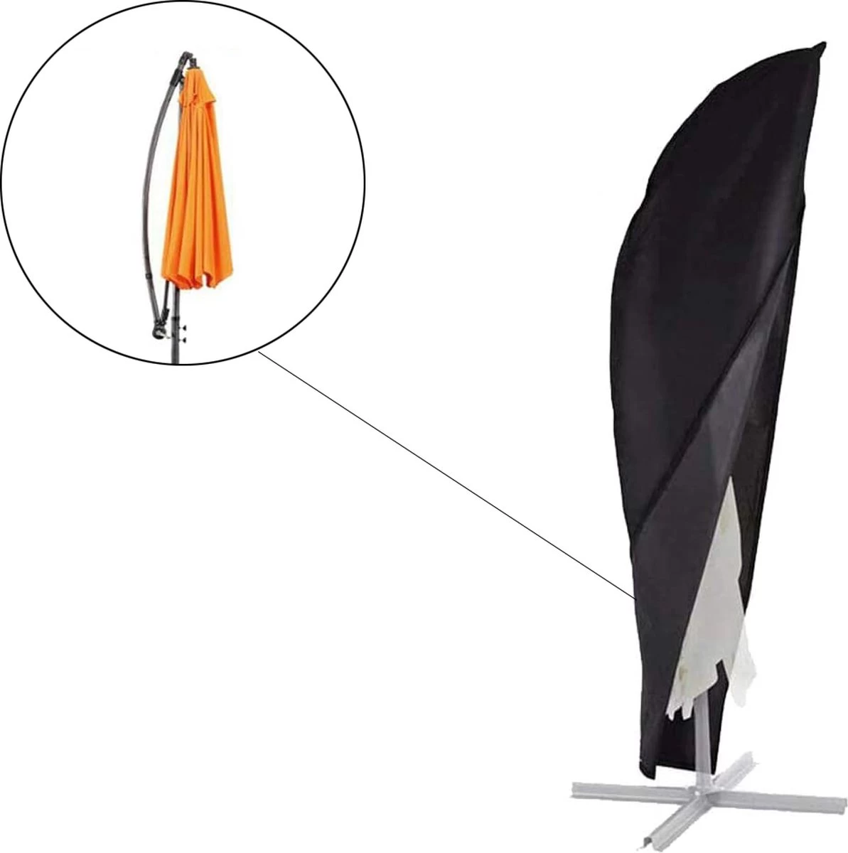 Parasolhoes Voor Zweefparasol - 265 Cm - Zwart - Waterbestendige Hoes Voor Parasol - Parasolhoes Staande Parasol Met Rits 10 Parasolhoes Voor Zweefparasol - 265 Cm - Zwart - Waterbestendige Hoes Voor Parasol - Parasolhoes Staande Parasol Met Rits - Afbeelding 8