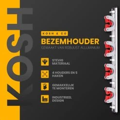 Merkloos Stevige Bezemhouder - Aluminium - Ophangsysteem Bezem - 5 Haken & 4 Houders - Gereedschaphouder - Opbergsysteem 11 Merkloos Stevige Bezemhouder - Aluminium - Ophangsysteem Bezem - 5 Haken & 4 Houders - Gereedschaphouder - Opbergsysteem -Tuin Aanleg 1198x1200 17