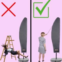 Parasolhoes Voor Zweefparasol–Waterdicht-met Rits En Stok-Superieure Kwaliteit-280cm X 81cm -Tuin Aanleg 1199x1200