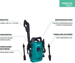 VONROC Hogedrukreiniger V14C-1 - 1400W – 110 Bar – 390 L/h – Compact - Incl. 5m Slang, Spuitstukken En Accessoires 11 VONROC Hogedrukreiniger V14C-1 - 1400W – 110 Bar – 390 L/h – Compact - Incl. 5m Slang, Spuitstukken En Accessoires -Tuin Aanleg 1200x1008