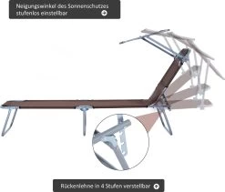 Outsunny Ligstoel Ligbank Voor Buiten Ligstoel Voor Op Het Strand Inklapbaar Met Zonnedak 3 Kleuren 84B-001 -Tuin Aanleg 1200x1023