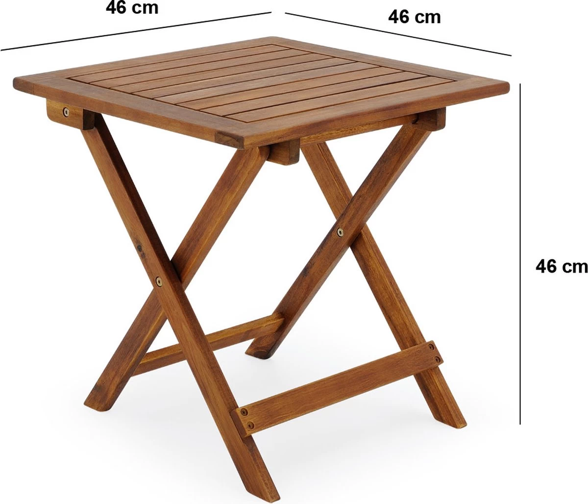 Merkloos EezyLife Houten Bijzettafel - 46x46x46cm - Acacia Hout - Tuintafel 11 Merkloos EezyLife Houten Bijzettafel - 46x46x46cm - Acacia Hout - Tuintafel - Afbeelding 9