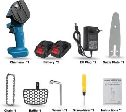 Merkloos Mini Accu Kettingzaag - 4 Inch Elektrische Boomzaag - Handkettingzaag - Met 2 Accu En 1 Oplader - Voor Tuinboom Ranch Bomen Snijden Hout- Blauw -Tuin Aanleg 1200x1062 2