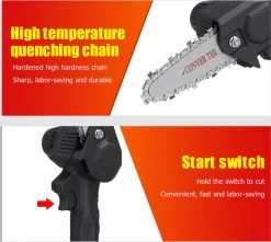 Violeworks® Accu Kettingzaag - Snoeizaag - Mini Kettingzaag - Handkettingzaag - Ook Voor Makita - Elektrische Kettingzaag - Elektrische Snoeischaar - Op Batterij - 2900 MAh - 1080W - 88V -Tuin Aanleg 1200x1075 1