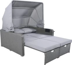 Polyrattan Patio Rieten Meubels Set Voor 2 Personen-Outdoor Rattan Sofa Set Met Intrekbare Luifel-lounge Bank-PE Rotan Loveseat Voor Achtertuin Veranda Tuin Zwembad Balkon-grijs -Tuin Aanleg 1200x1078 2