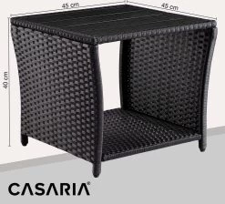 Casaria Polyrattan Bijzettafel - WPC Tafelblad 45x45x40cm – Zwart -Tuin Aanleg 1200x1090