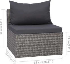VidaXL 3-delige Loungeset Met Kussens Poly Rattan Grijs -Tuin Aanleg 1200x1095