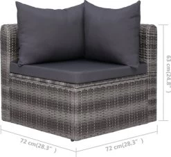 VidaXL 3-delige Loungeset Met Kussens Poly Rattan Grijs -Tuin Aanleg 1200x1100