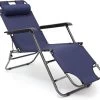 Relaxdays Ligstoel Inklapbaar - Ligbed Met Hoofdsteun - Strandstoel Verstelbaar - Camping - Donkerblauwe -Tuin Aanleg 1200x1112