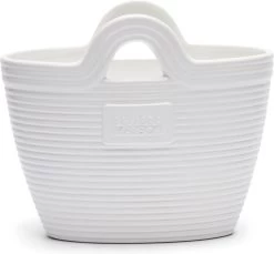 Riviera Maison Plantenbak Met Handvaten, Bloempot In Tas Vorm - RM Beach Bag Planter - Wit - Porselein