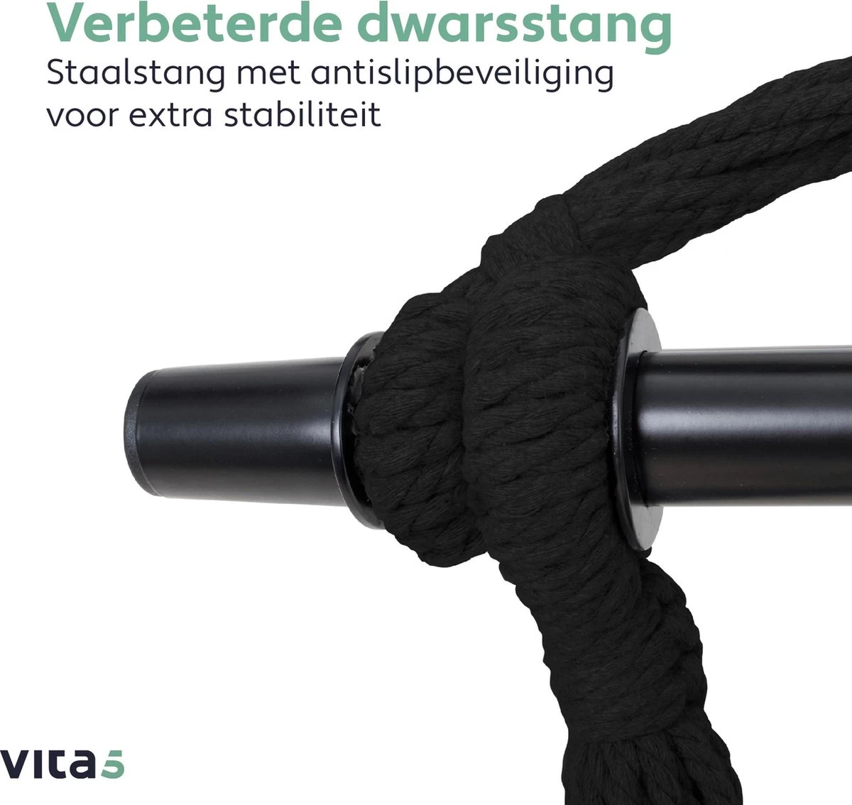 Vita5 XXL Hangstoel - Binnen&Buiten Hangnest - Incl. 2 Kussens En Boekenvak - Volwassenen&Kinderen - Hangmatstoel Tot 225kg - Zwart 9 Vita5 XXL Hangstoel - Binnen&Buiten Hangnest - Incl. 2 Kussens En Boekenvak - Volwassenen&Kinderen - Hangmatstoel Tot 225kg - Zwart - Afbeelding 7