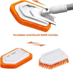 Merkloos Vloerschrobber - Bad Tegel Borstel Scrubber - Met 107cm Verstelbaar Lange - Voor Reiniging Badkamer Keuken Keramische Tegel - Oranje -Moederdag Cadeautje -Tuin Aanleg 1200x1138 5