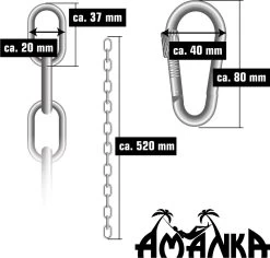 2x 50cm Hangende Stoelketting Tot 230kg - 4 Karabiners - Schommel Hangmat Bokszak Ophanging -Tuin Aanleg 1200x1145 3