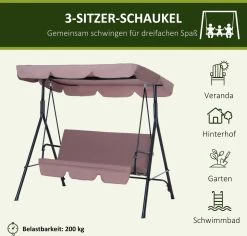 Outsunny Hollywoodschommel 3-zits Tuinschommel Schommelbank Met Dak 3 Kleuren 84A-054 -Tuin Aanleg 1200x1147
