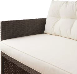 Teamson Home 3-Delig Hoek Loungeset - Tuinmeubelen - Tuinbank - Omvat Tafel En Kussens - Rotan - Bruin/Wit -Tuin Aanleg 1200x1150