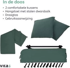 Vita5 XXL Hangstoel | Binnen&Buiten Hangnest | Incl. 2 Kussens En Boekenvak | Volwassenen&Kinderen | Hangmatstoel Tot 225kg | Donkergroen 22 Vita5 XXL Hangstoel | Binnen&Buiten Hangnest | Incl. 2 Kussens En Boekenvak | Volwassenen&Kinderen | Hangmatstoel Tot 225kg | Donkergroen -Tuin Aanleg 1200x1152 1
