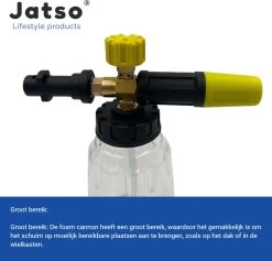 Jatso® Foam Cannon - Snow Foam - Foam Gun - Schuimlans - Foam Gun Auto - Foam Lance - Schuimsproeier - Snow Foam Cannon - Past Op Karcher K1 T/m K7 - Messing - Afneembaar Pistool -Tuin Aanleg 1200x1153 4