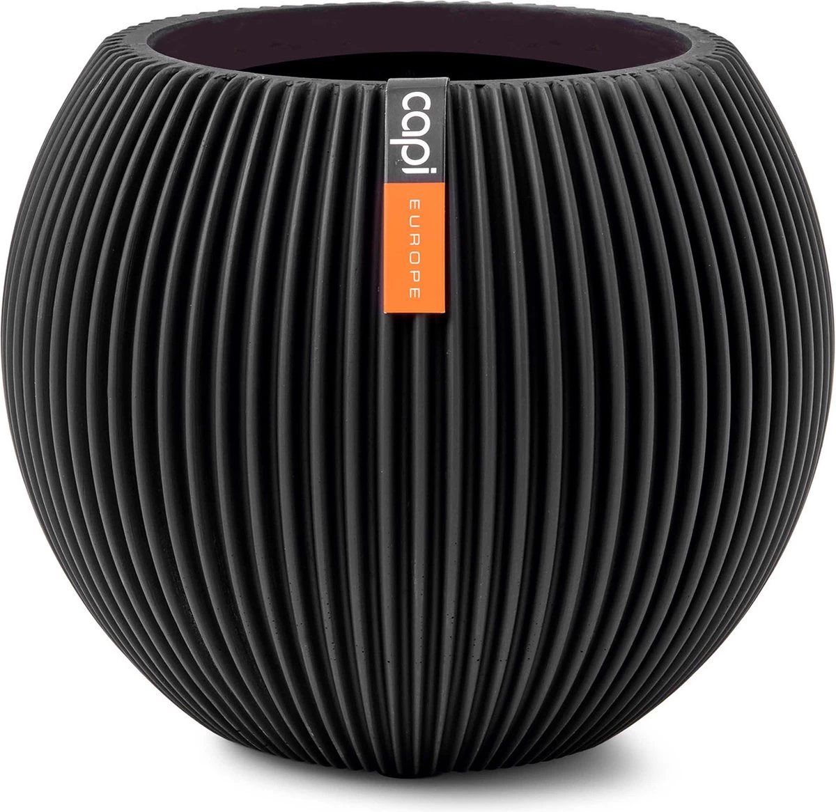 Capi Europe - Vaas Bol Groove - 29x26 - Zwart - Bloempot Voor Binnen - BGVBL104 3 Capi Europe - Vaas Bol Groove - 29x26 - Zwart - Bloempot Voor Binnen - BGVBL104