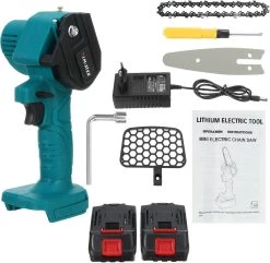 Merkloos Mini Accu Kettingzaag - 4 Inch Elektrische Boomzaag - Handkettingzaag - Met 2 Accu En 1 Oplader - Voor Tuinboom Ranch Bomen Snijden Hout- Blauw -Tuin Aanleg 1200x1170 9