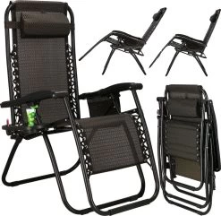 Springos Tuinstoel | Ligstoel | Opvouwbaar | Verstelbaar | Ergonomische Hoofdsteun | Bruin / Zwart -Tuin Aanleg 1200x1171 3