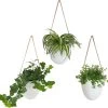 Gadgy Plantenhanger Keramiek - Set Van 3 - Hangpot Van Wit Steen - Hangende Bloempot Plantenpot - Met 3 Verschillende Koorden - 12x11x9.5CM -Tuin Aanleg 1200x1172 5