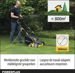 Powerplus POWXG7516 Elektrische Verticuteermachine - Mos Verwijderaar - 1800W - 360mm Maaibreedte- 45L Opvangbak - Incl. Gazonbeluchter/grasbeluchter -Tuin Aanleg 1200x1177 10
