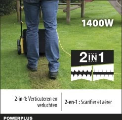 Powerplus POWXG7513 Elektrische Verticuteermachine - Mos Verwijderaar - 1400W - 320mm Maaibreedte - 45L Opvangbak - Incl. Gazonbeluchter/grasbeluchter 9 Powerplus POWXG7513 Elektrische Verticuteermachine - Mos Verwijderaar - 1400W - 320mm Maaibreedte - 45L Opvangbak - Incl. Gazonbeluchter/grasbeluchter -Tuin Aanleg 1200x1177 4
