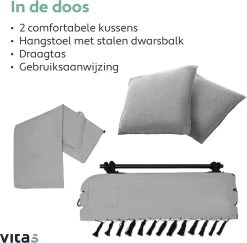 Vita5 XXL Hangstoel | Binnen&Buiten Hangnest | Incl. 2 Kussens En Boekenvak | Volwassenen&Kinderen | Hangmatstoel Tot 225kg | Grijs 21 Vita5 XXL Hangstoel | Binnen&Buiten Hangnest | Incl. 2 Kussens En Boekenvak | Volwassenen&Kinderen | Hangmatstoel Tot 225kg | Grijs -Tuin Aanleg 1200x1181 1