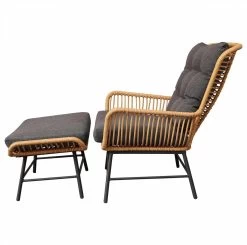 BUITEN Living Dex Wicker Loungestoel Tuin Incl. Wicker Voetenbank | Wicker + Aluminium | Bamboe Antraciet -Tuin Aanleg 1200x1190 3
