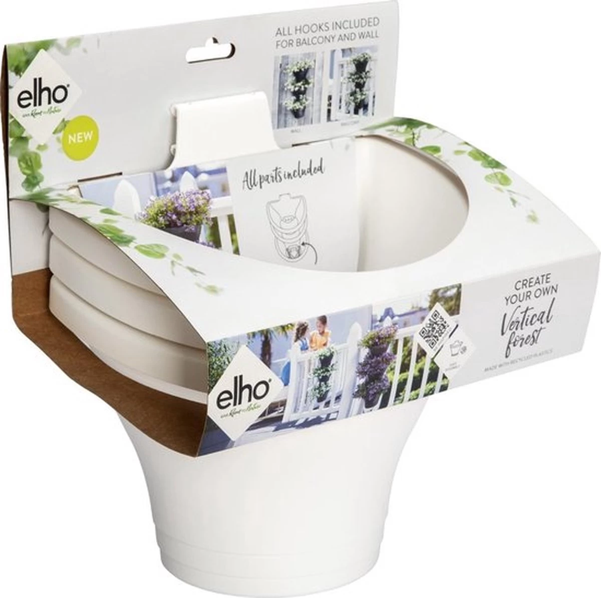 Elho Corsica Vertical Forest 24 - Bloempot Voor Balkonbuiten - Ø 26.7 X H 29.7 Cm - Wit/Wit 12 Elho Corsica Vertical Forest 24 - Bloempot Voor Balkonbuiten - Ø 26.7 X H 29.7 Cm - Wit/Wit - Afbeelding 10