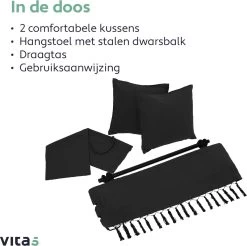 Vita5 XXL Hangstoel - Binnen&Buiten Hangnest - Incl. 2 Kussens En Boekenvak - Volwassenen&Kinderen - Hangmatstoel Tot 225kg - Zwart 23 Vita5 XXL Hangstoel - Binnen&Buiten Hangnest - Incl. 2 Kussens En Boekenvak - Volwassenen&Kinderen - Hangmatstoel Tot 225kg - Zwart -Tuin Aanleg 1200x1194 2