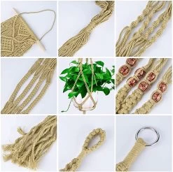 5 Stuks Luxe Jute Plantenhangers - Boho Handgeweven Katoen Hangpot Voor Binnen/Buiten - Hangende Bloempot Met Kralen - Macramé Touw/Koord Hangplant Houder - Bohemian Wandhanger Decoratie - Plant Hanger - Verticale Tuin Bloempothouder Planthanger -Tuin Aanleg 1200x1197 39