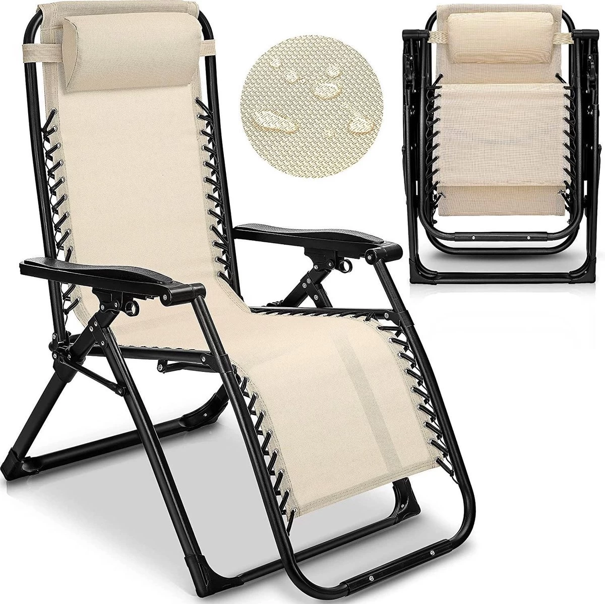 Sens Design Tuinstoel - Ligstoel Tuin - Beige 3 Sens Design Tuinstoel - Ligstoel Tuin - Beige